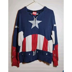 Marvel Mad Engine Captain America  Men's Md Full Zip‎ Hooded Mask Jacket Costume